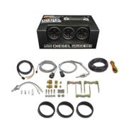 🚚 glowshift black 7 color diesel truck 3 gauge kit set - boost, pyrometer, transmission temperature - 60 psi, 1500°f, 2-1/16" 52mm - black dial, clear lens logo