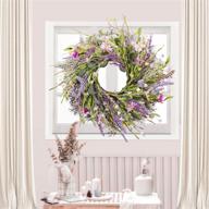 🌸 wanna-cul 22 inch spring artificial lavender flower wreath: purple floral door wreath with daisy and green leaves for wedding, wall and home decorations at your front door логотип