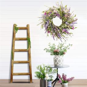 img 1 attached to 🌸 WANNA-CUL 22 inch Spring Artificial Lavender Flower Wreath: Purple Floral Door Wreath with Daisy and Green Leaves for Wedding, Wall and Home Decorations at Your Front Door