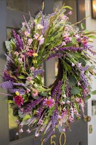 img 3 attached to 🌸 WANNA-CUL 22 inch Spring Artificial Lavender Flower Wreath: Purple Floral Door Wreath with Daisy and Green Leaves for Wedding, Wall and Home Decorations at Your Front Door