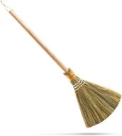 hnc ecolife small natural whisk broom for cleaning dustpan - vietnamese straw soft broom for indoor and outdoor use - decorative brooms with wooden handle - 9.06'' width, 27.55'' length logo