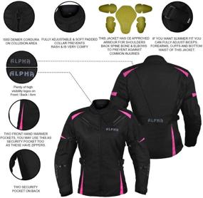 img 3 attached to Alpha Cycle Gear All Season Women's Motorcycle Jacket - Waterproof Riding with CE Armour (Black/Pink, Medium) | Ultimate Protection and Style for Women Riders