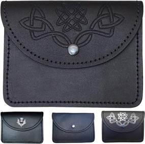 img 3 attached to Men's Scottish Leather Pouch for Highland Kilt Belt in 🎒 Black with Multiple Designs - New Bag for Piper Drummer by AAR