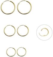 👂 set of 3 small hypoallergenic sterling silver cartilage hoop earrings (10-20mm) in white, yellow gold, ideal for sensitive ears, helix, tragus, lip, nose rings – suitable for women, girls, and men logo