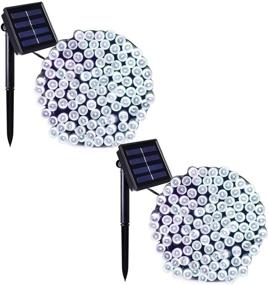 img 4 attached to 🌟 Binval Solar Fairy Christmas String Lights 2-Pack - 72ft 200LED, Ideal Ambiance Lighting for Outdoors, Patios, Lawns, Landscapes, Fairy Gardens, Homes, Weddings, Holiday Parties, and Xmas Trees in White