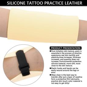 img 2 attached to 🖌️ Tattoo Skin Practice Set: 5PCS 7.8"x7.8" Fake Skin with Elastic Strap - Double Sided Silicone Tattooing Practice Skin for Tattoo Supplies Kit