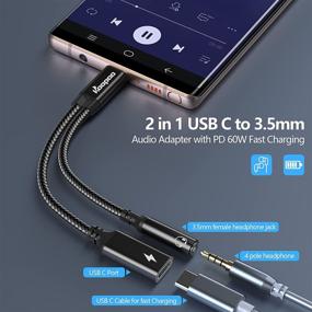 img 3 attached to 🎧 USB C адаптер с разъемом для наушников 3.5 мм высокого качества с портом быстрой зарядки USB C PD 3.0 - кабель с быстрой зарядкой 60 Вт (DB)