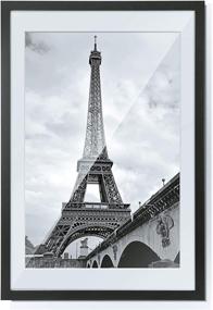 img 4 attached to TWING 24x36 Poster Frame - Black Solid Wood, HD Plexiglass with Mat - Display 20x30 Poster Frame or 24x36 Photo - Wall Mounting Photo Frame