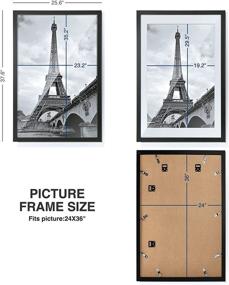 img 2 attached to TWING 24x36 Poster Frame - Black Solid Wood, HD Plexiglass with Mat - Display 20x30 Poster Frame or 24x36 Photo - Wall Mounting Photo Frame