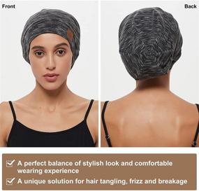 img 2 attached to 💤 Ultimate Satin Sleep Cap Bonnet: Curly Hair Slap Hat for Long Hair, Bamboo Night Cap for Sleeping, Chemo Headwear & Hair Care Cap for Women