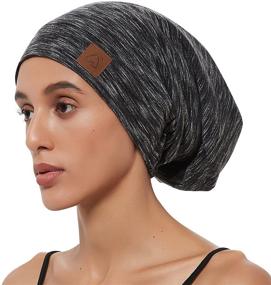 img 4 attached to 💤 Ultimate Satin Sleep Cap Bonnet: Curly Hair Slap Hat for Long Hair, Bamboo Night Cap for Sleeping, Chemo Headwear & Hair Care Cap for Women