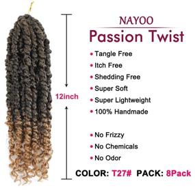 img 3 attached to Расширения для волос Passion Twist - 8 пакетов крючковых заплетений Passion Twist длиной 12 дюймов для чернокожих женщин, синтетические завитки перед плетением волос для создания заплетений Passion (12 дюймов, 8 пакетов, T27)