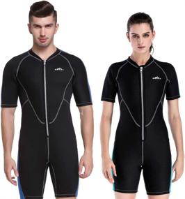 img 2 attached to 🏄 2MM Neoprene Short Sleeve Unisex Wetsuit - Ideal for Surfing, Triathlon, Scuba Diving, Spearfishing - Suitable for Men and Women