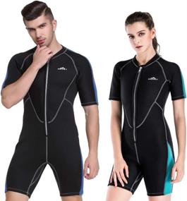 img 3 attached to 🏄 2MM Neoprene Short Sleeve Unisex Wetsuit - Ideal for Surfing, Triathlon, Scuba Diving, Spearfishing - Suitable for Men and Women