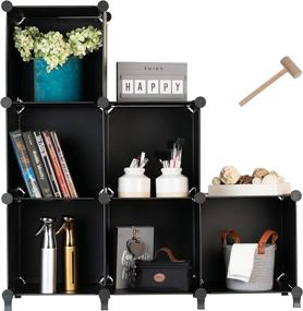 img 4 attached to Homeries Modular DIY Plastic Cube Storage System - Closet Organizer Rack, Storage Shelves, Bookshelf, Bookcase for Bedroom, Office, Dorm Room, College, Living Room - Black (6-Cube)