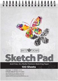 img 4 attached to 📗 Brite Crown 9x12 Sketch Pad - Sketchbook with 100 Sheets, Perforated Art Paper for Pencils, Pens, Markers, Charcoal, and Dry Media - 64lb (95gsm) Acid-Free Drawing Paper