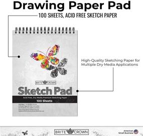 img 3 attached to 📗 Brite Crown 9x12 Sketch Pad - Sketchbook with 100 Sheets, Perforated Art Paper for Pencils, Pens, Markers, Charcoal, and Dry Media - 64lb (95gsm) Acid-Free Drawing Paper