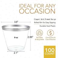 🥂 100 silver plastic cups - 9 oz clear tumblers for weddings & parties - elegant silver rimmed disposable cups logo