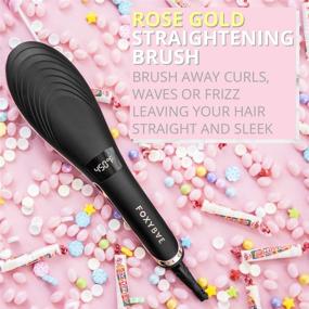 img 3 attached to 🌹 Foxybae Rose Gold Hair Straightening Brush: Ceramic Tourmaline Straightener with Digital Temp Control, Ionic Technology + Salon Grade Results