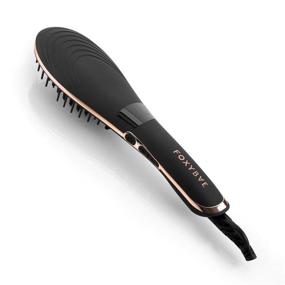 img 4 attached to 🌹 Foxybae Rose Gold Hair Straightening Brush: Ceramic Tourmaline Straightener with Digital Temp Control, Ionic Technology + Salon Grade Results
