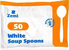 img 1 attached to 🥄 50 White Medium-Weight ZEML Disposable Plastic Soup Spoons