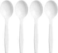 🥄 50 white medium-weight zeml disposable plastic soup spoons logo