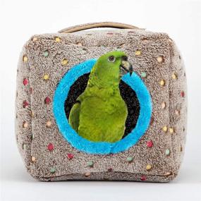 img 1 attached to 🐦 Cozy Winter Snuggle Hut for Large Birds: MEWTOGO Large Size Bird Nest with Thickened Top and Bottom - Warm Plush Hideaway Cave Bed Toy for Macaws, African Grey, Cockatoos, and Amazon Parrots