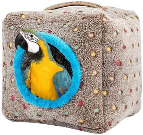 img 4 attached to 🐦 Cozy Winter Snuggle Hut for Large Birds: MEWTOGO Large Size Bird Nest with Thickened Top and Bottom - Warm Plush Hideaway Cave Bed Toy for Macaws, African Grey, Cockatoos, and Amazon Parrots