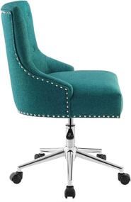 img 2 attached to 💺 Teal Swivel Office Chair by Modway with Tufted Button Upholstery, Nailhead Trim