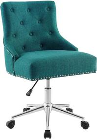 img 3 attached to 💺 Teal Swivel Office Chair by Modway with Tufted Button Upholstery, Nailhead Trim