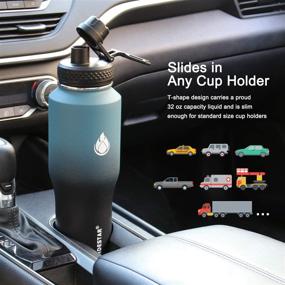 img 2 attached to 🥤 SENDESTAR 32oz Stainless Steel Vacuum Insulated Water Bottle with Straw Lid - Keep Liquids Cold or Hot All Day, Sweat Proof Sport Design