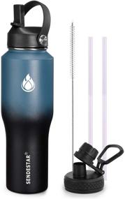 img 4 attached to 🥤 SENDESTAR 32oz Stainless Steel Vacuum Insulated Water Bottle with Straw Lid - Keep Liquids Cold or Hot All Day, Sweat Proof Sport Design