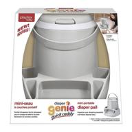 👶 playtex diaper genie quick caddy: portable mini diaper pail with enhanced lid closure, includes 270 count refill cartridge logo