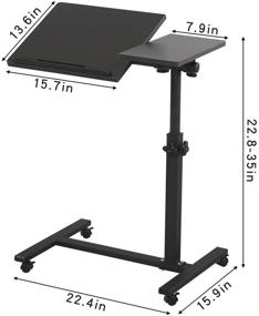 img 2 attached to 💻 Black TigerDad Rolling Laptop Stand: Overbed Bedside Desk Side Table with Height Adjustable Tray, Mobile Overbed Table on Wheels for Laptop, Bed, Sofa