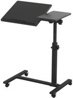 💻 black tigerdad rolling laptop stand: overbed bedside desk side table with height adjustable tray, mobile overbed table on wheels for laptop, bed, sofa logo