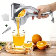 🍋 yaungel manual metal fruit juicer - portable fruit press lemon squeezer: hand squeezer citrus steel juicer extractor tool with 20 filter bags (silver) logo