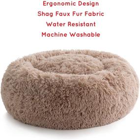 img 3 attached to 🐶 Brindle Donut Cuddler Pet Bed - Plush Dog and Cat Bed - Cozy Shag Faux Fur - Ergonomic Design - Head and Neck Support for Ultimate Comfort