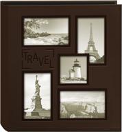 📸 pioneer photo albums collage frame embossed travel photo album in brown, 12x12 inches логотип