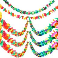 🌺 colorful tropical flower garland set - 6 pieces hawaiian themed party decorations logo