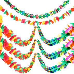 img 4 attached to 🌺 Colorful Tropical Flower Garland Set - 6 Pieces Hawaiian Themed Party Decorations