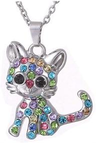 img 4 attached to Stylish CZ Animal Pendant Necklace for Cat and Dog Lovers - Perfect Jewelry Gift for Women and Girls