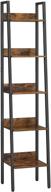 📚 vasagle 5-tier ladder shelf: industrial rustic brown bookshelf for home office and living room – simple assembly, freestanding storage shelves with steel frame (ulls109b01) logo