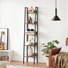 img 3 attached to 📚 VASAGLE 5-Tier Ladder Shelf: Industrial Rustic Brown Bookshelf for Home Office and Living Room – Simple Assembly, Freestanding Storage Shelves with Steel Frame (ULLS109B01)