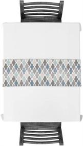 img 2 attached to 🏺 Cotton Linen Moroccan Table Runner - Small 36-inch Geometric Quatrefoil Lattice Dresser Scarves for Kitchen Coffee/Dining Farmhouse - Home Living Room and Holiday Dinner Scarf Décor in Blue Grey