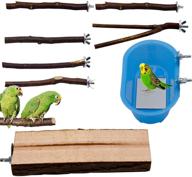 🦜 purple star 1n natural wood bird perch stand: enhance parakeet's habitat with 8 hanging multi branches, mirror & cage accessories for budgie platform logo