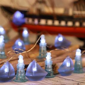 img 3 attached to 🏖️ Nautical Coastal String Lights: Lighthouse Sailing Ship Sea Lantern - Remote Control, 30 LEDs - Perfect for Outdoor Christmas Tree, Camping, Wedding, Birthday, Home Party Decoration