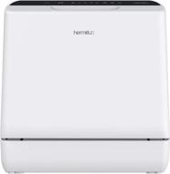 portable countertop dishwasher with 5l built-in water tank, 5 washing programs, inlet hose, and drain hose logo