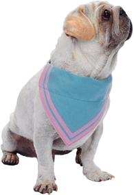 img 3 attached to 🐶 Chic Stylish Triangle Cotton Blend Neckerchief Bandana Dog Collars in 9 Patterns by Blueberry Pet