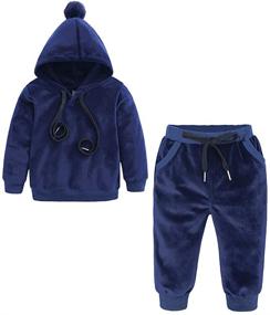 img 4 attached to 🐻 Cute Ear Hooded Fleece Outfit Set for Baby Boys and Girls