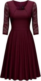 img 1 attached to 🌸 Miusol Vintage Square Neck Floral Lace Cocktail Swing Dress for Women with 2/3 Sleeves